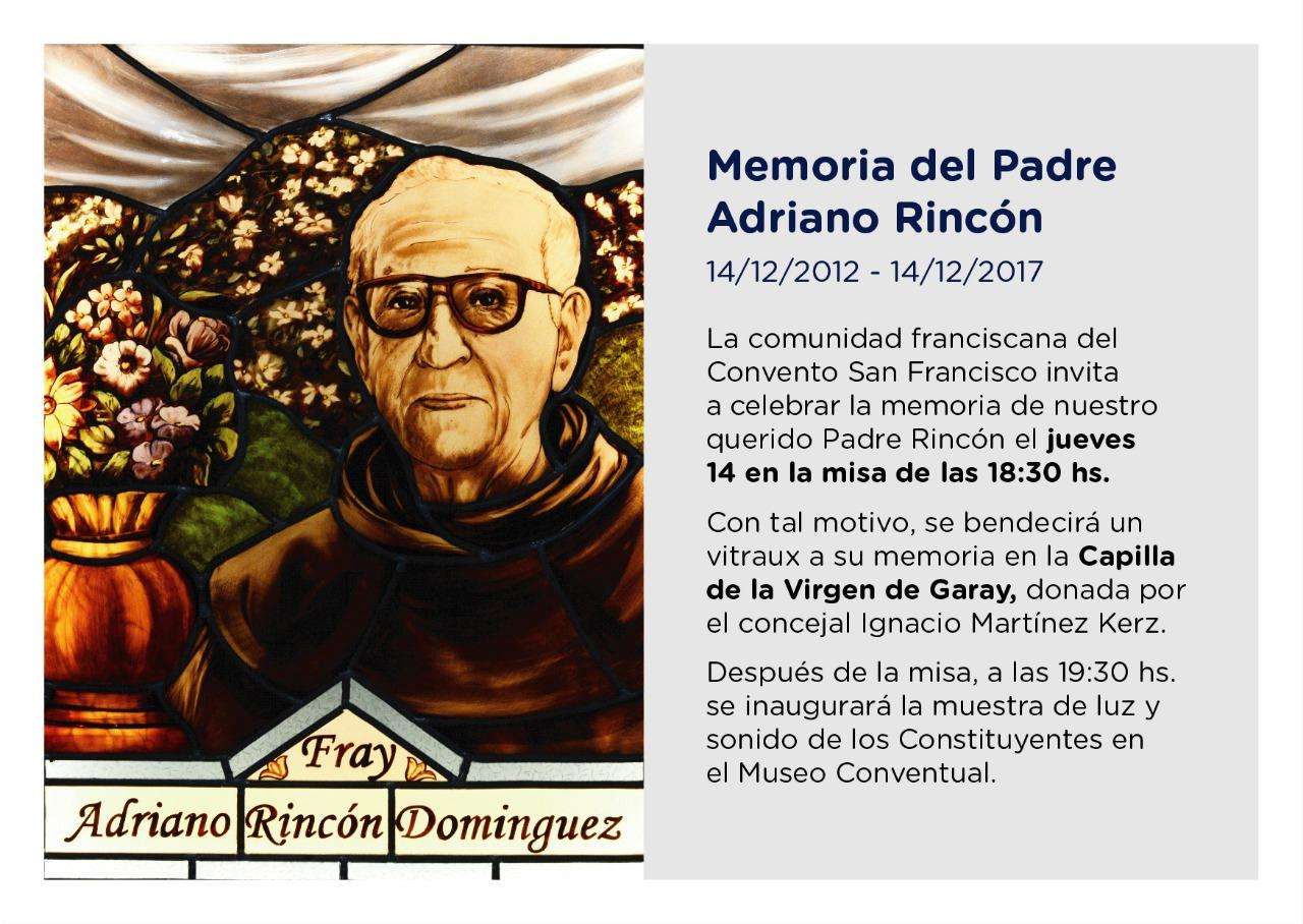 Homenajearán al Padre Adriano Rincón