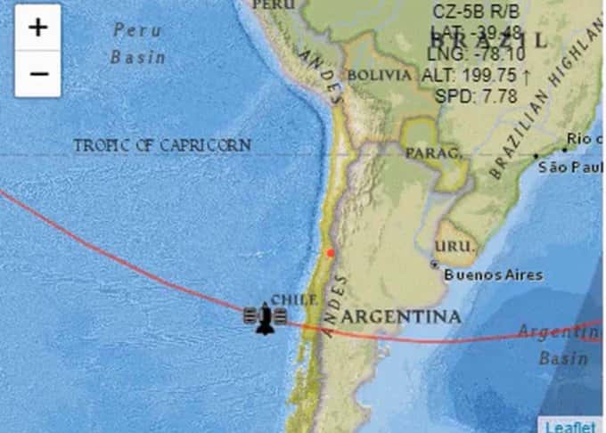 Un cohete Chino se encuentra fuera de control, puede estrellarse en Argentina