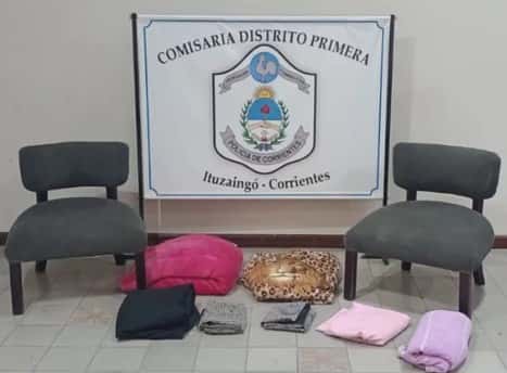 Recuperaron sillones, sábanas, cortinas y toallas que un hombre se robó de un motel en Corrientes