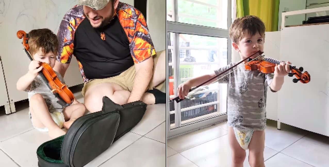 Video viral: un niño tocó por primera vez el violín y llenó de ternura las redes sociales