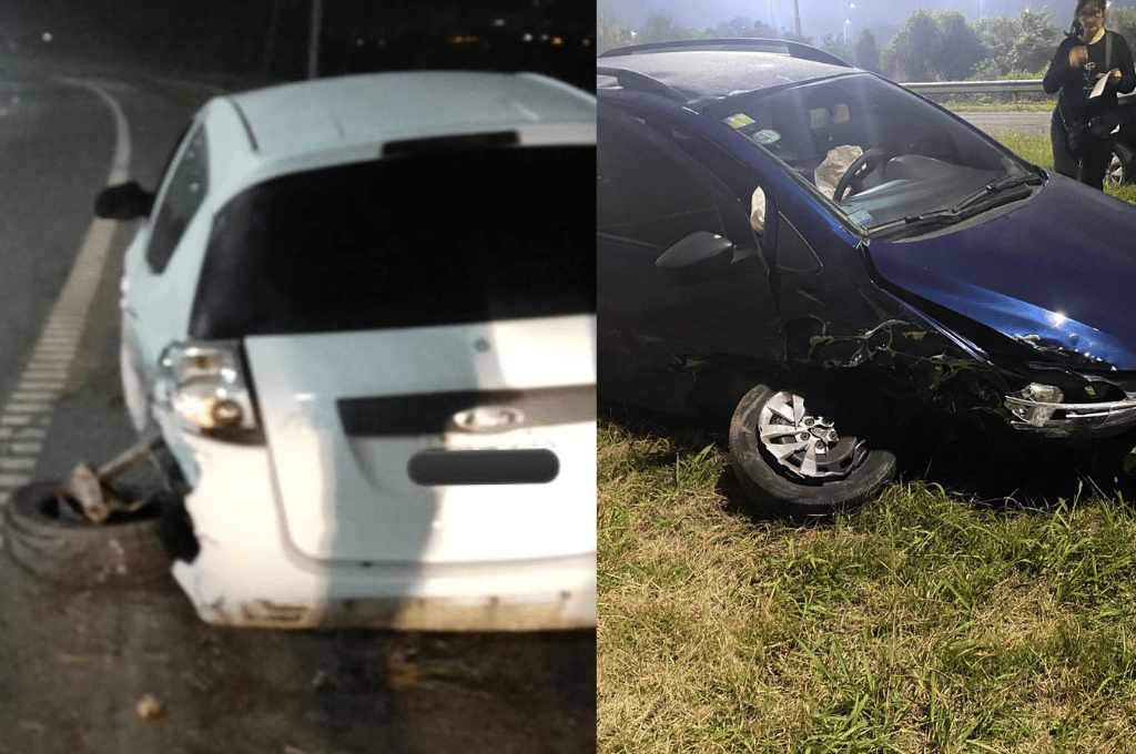 Fuerte choque entre dos autos en la Autopista Rosario- Santa Fe
