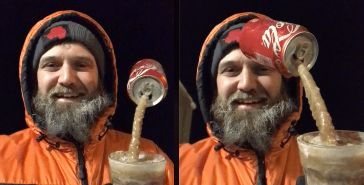 Video: un hombre intentó servirse una gaseosa en la Antártida y el resultado no fue el que esperaba