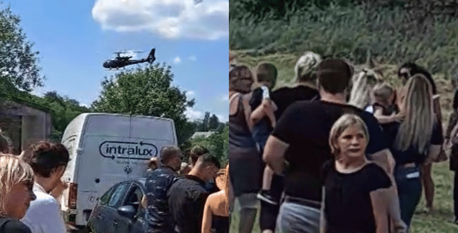 Es viral: un hombre fingió su muerte y llegó a su propio funeral en helicóptero