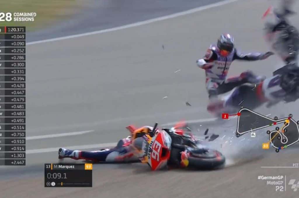Video: brutal accidente de Marc Márquez en el MotoGP de Alemania