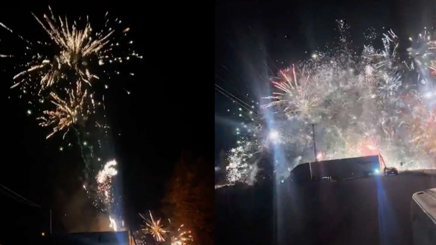 Video: un camión con fuegos artificiales explotó y provocó un show inesperado de luces que duró una hora
