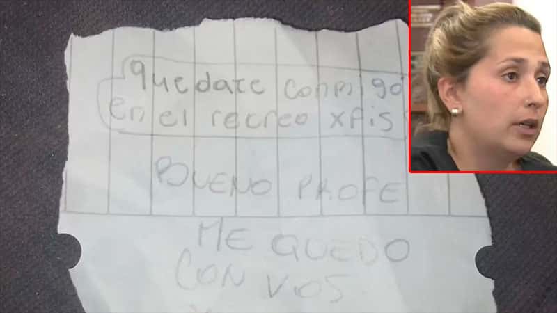 Se conocieron “notitas” que la maestra de La Plata les dejaba a los alumnos: “Quédate conmigo en los recreos”