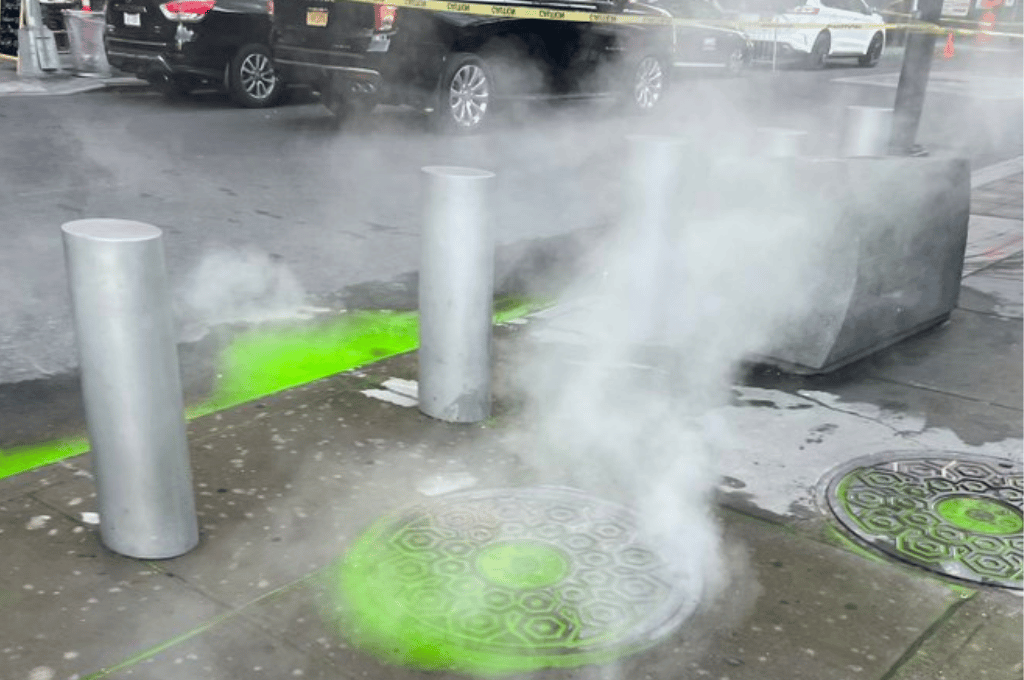 Los neoyorquinos se topan con charcos de líquido verde