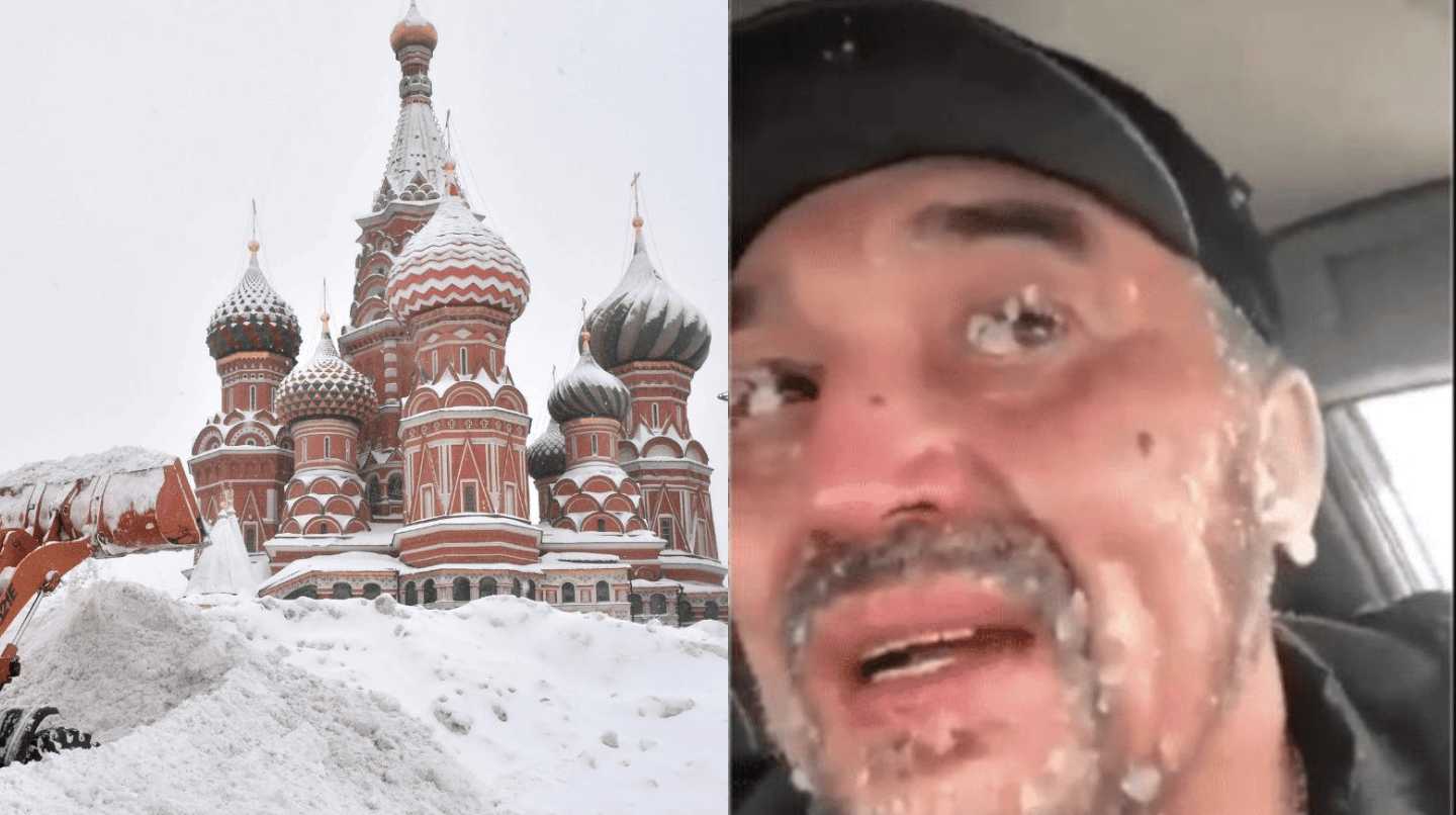 Video: una histórica nevada en Rusia logró congelar hasta las personas