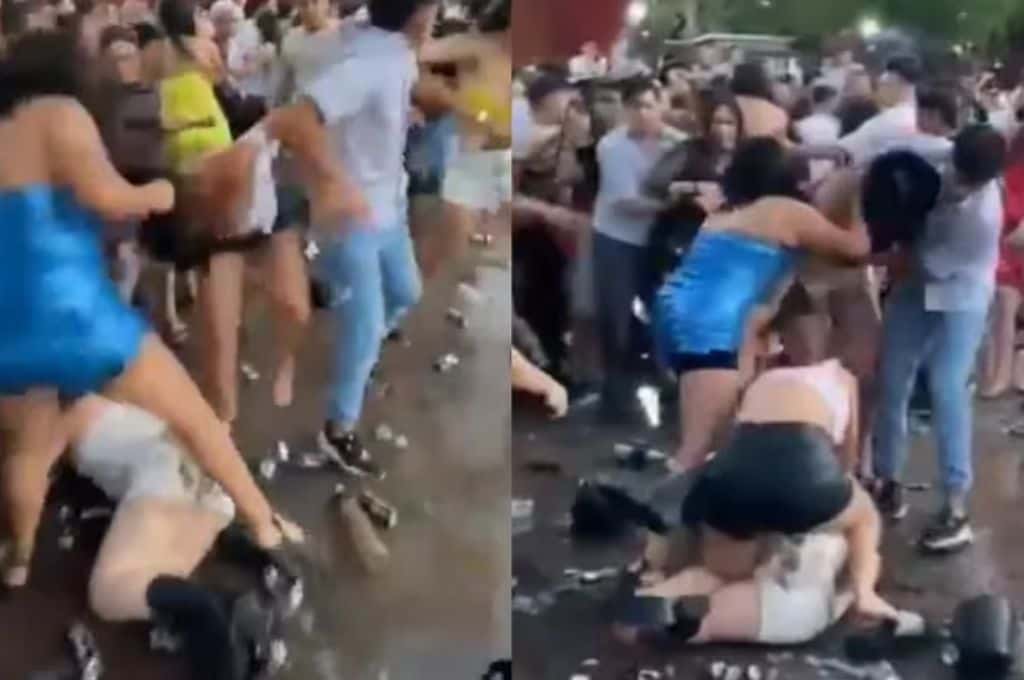 Violenta pelea entre mujeres a la salida de un boliche en Corrientes