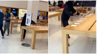 Increíble robo de iPhones: se llevó decenas de celulares de una tienda de Apple frente a la policía