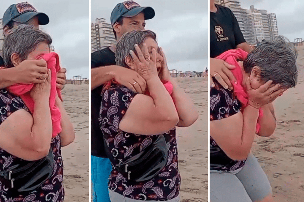 Llevó a su mamá a conocer el mar y su reacción emocionó a todos: mirá el video