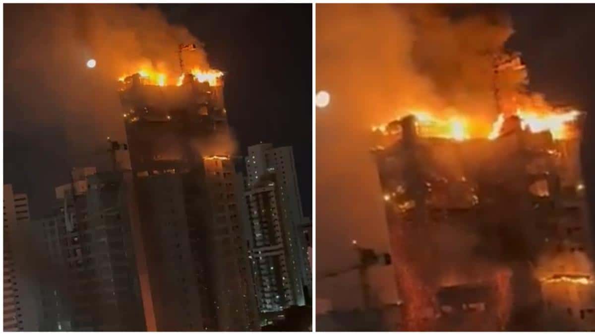 Un impresionante incendio se desató en un edificio en construcción en el norte de Brasil