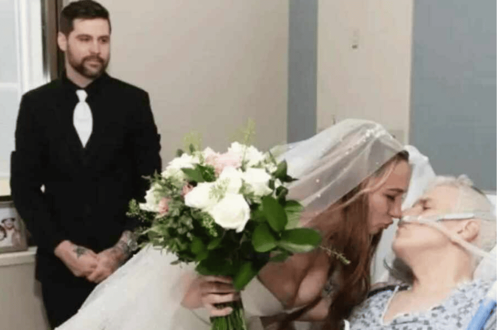 Video: organizó su casamiento en un hospital para que su padre la viera casarse antes de morir