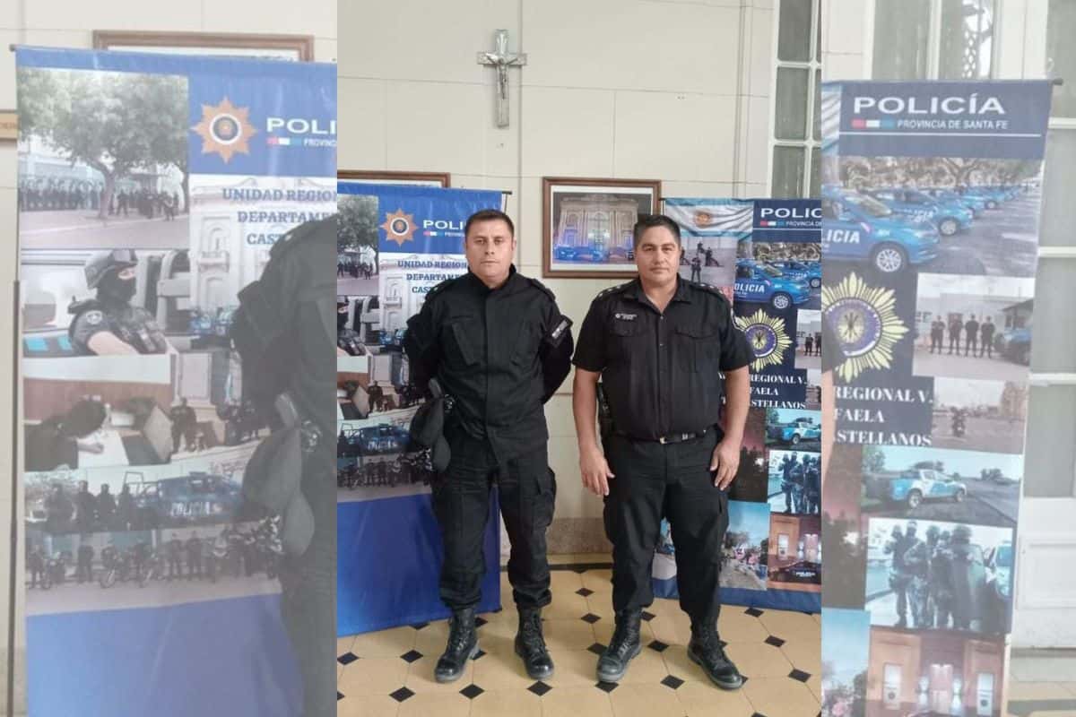 El inspector Matías Lionetto y el oficial de policía Cristian Villarreal, protagonistas de la heroica acción.