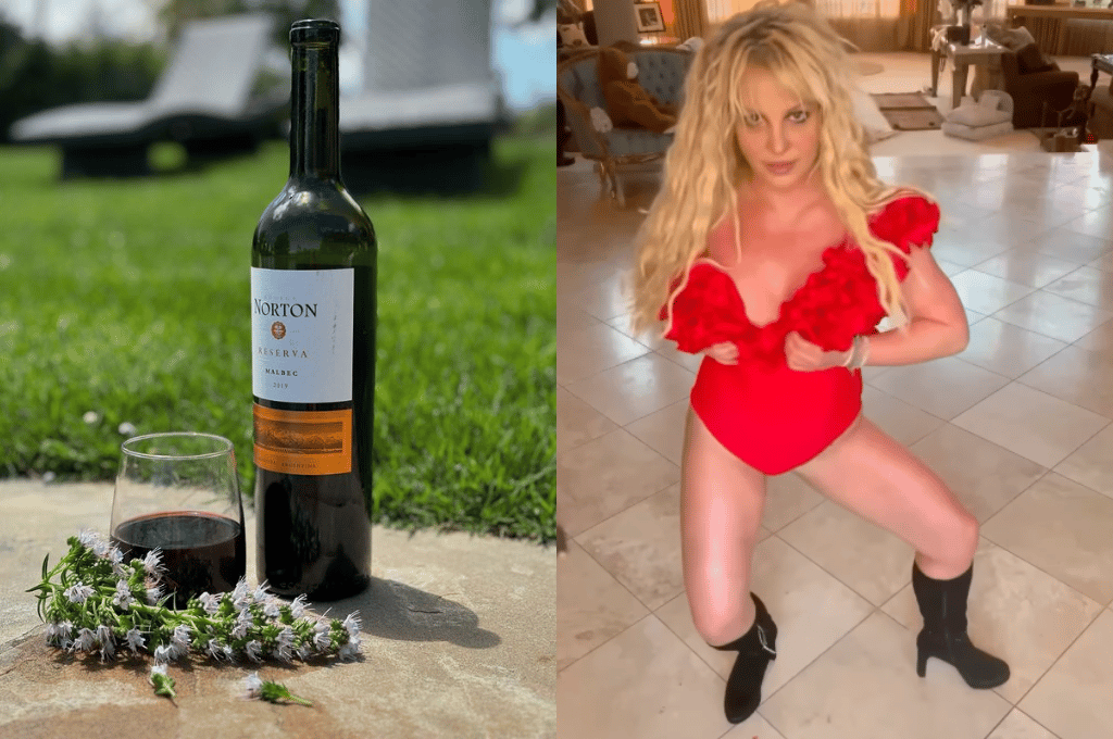 El vino en cuestión y Britney Spears