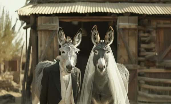 Es viral: casaron a dos burros para concientizar del riesgo de extinción de estos animales