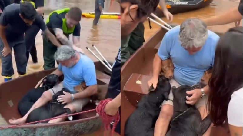 Conmovedor: un hombre logró salvar a “sus cuatro hijos” atrapados por las inundaciones en Brasil