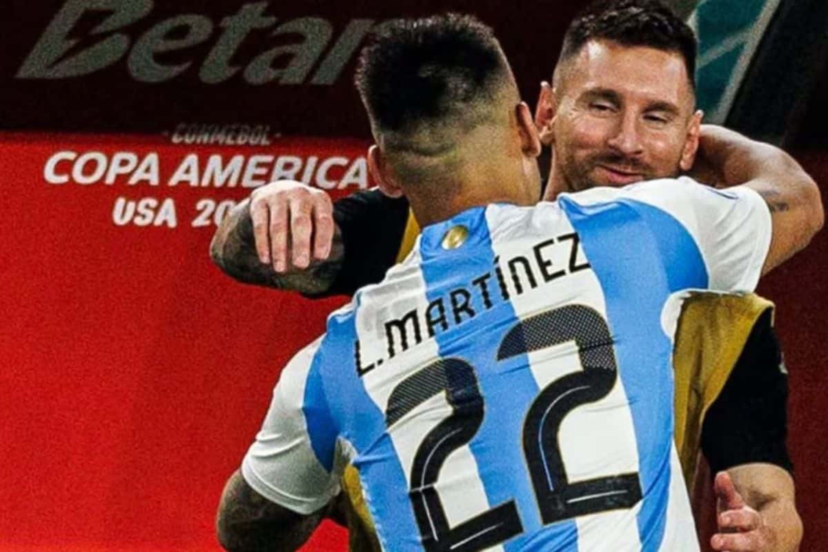 El abrazo del Toro con Messi después de su primer gol ante Perú. (Foto: Nathan Ray Seebeck-USA TODAY Sports)