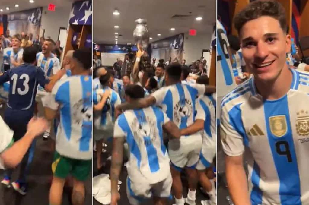 Los festejos de la Selección Argentina en el vestuario tras el bicampeonato