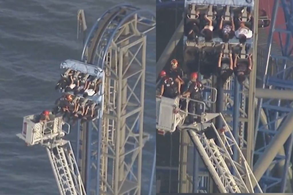 Pánico en Texas: ocho personas quedaron atrapadas en una montaña rusa en Galveston