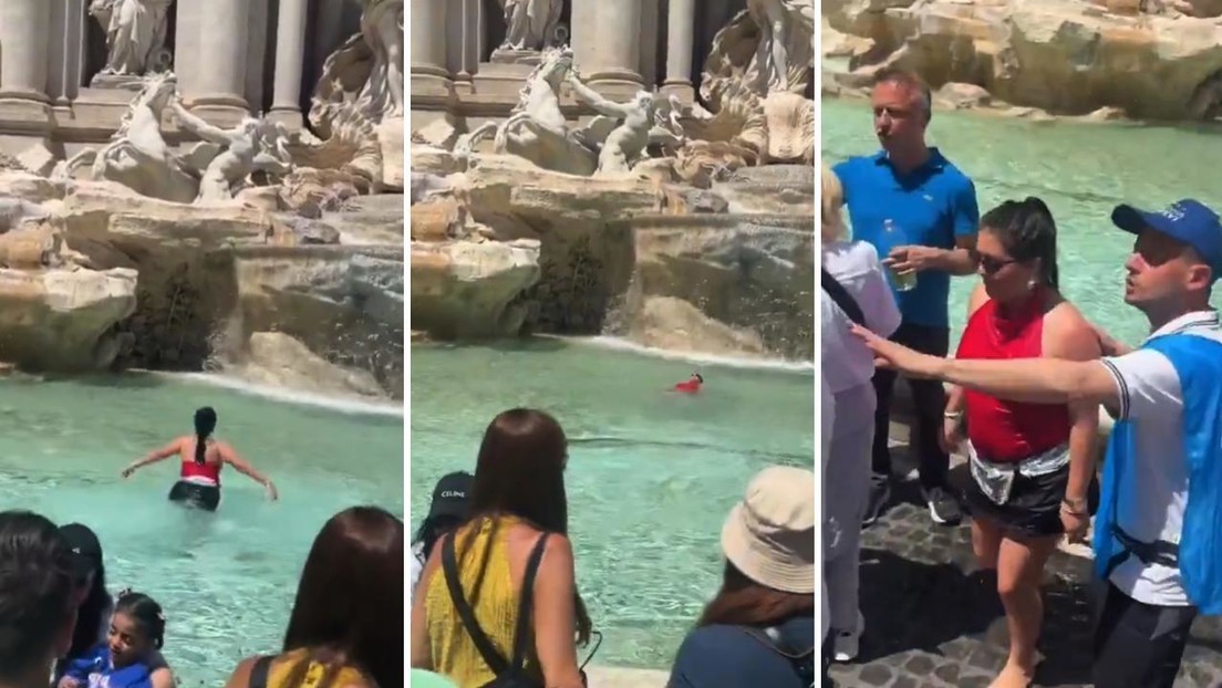 Una turista burló la seguridad y se lanzó a nadar en la famosa Fontana di Trevi