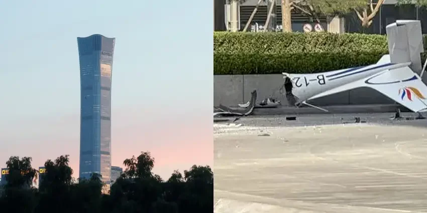 Una avioneta se estrelló contra el edificio más alto de Beijing