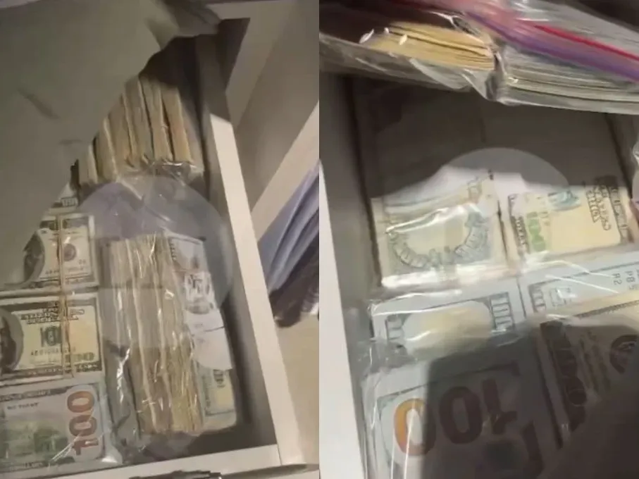 Escándalo: aparecieron imágenes de Jesica Cirio mostrando millones de dólares en el vestidor de Insaurralde