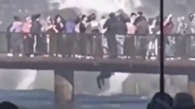 Video: un turista se arrojó al agua en las Cataratas del Iguazú para rescatar su celular
