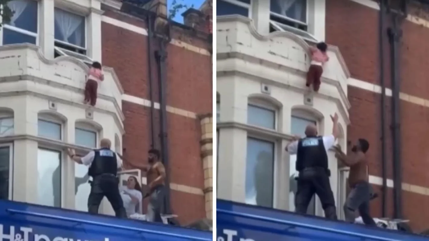 Tensión en pleno centro de Londres: rescataron a una nena que colgaba de una ventana